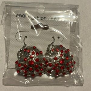 Elegant Silver and Red Earrings
